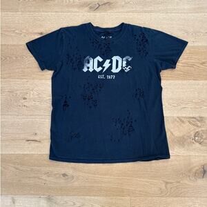 And Finally - AC/DC Distressed Sort Sleeve Tee in Black